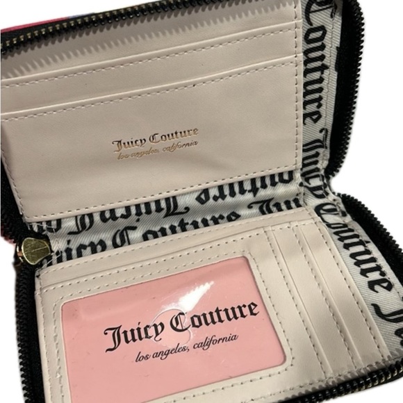 Juicy Couture Wallet Off The Chain Large Zip Around Black Multi Rose Print NWT - Picture 5 of 10